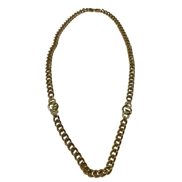 Vintage Givenchy -Gold Crystal Logo Link Chain Necklace 24” - Picture 14 of 15
